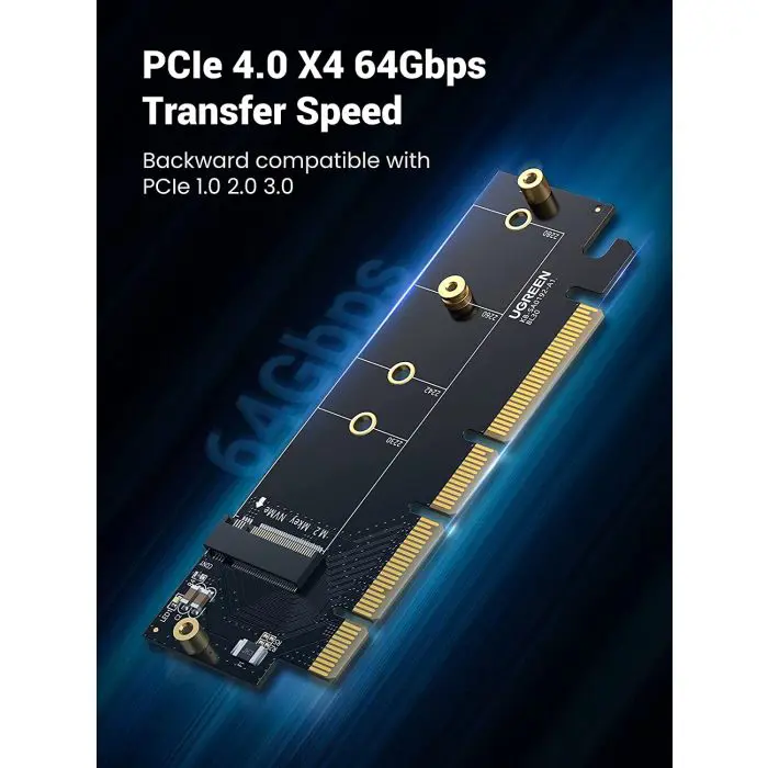 Ugreen M.2 PCIe NVME M-Key to PCIe 4.0 x16 adapter with cooler - box