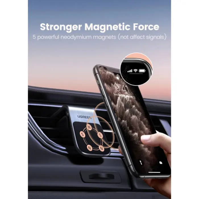 UGREEN magnetni držač za smartphone, za auto, crni