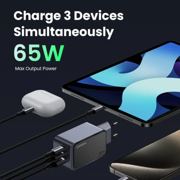 Ugreen Nexode Air 65W 2x USB-C + 1x USB-A charger