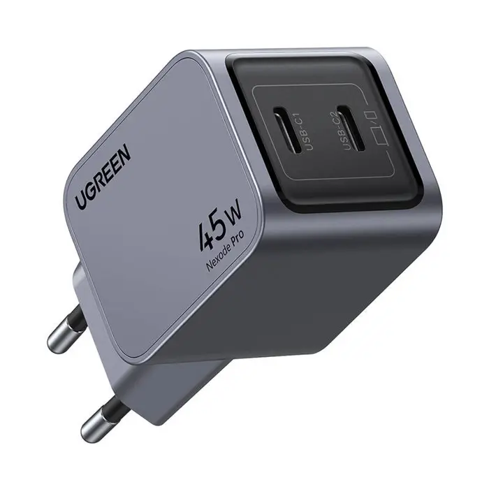 UGREEN Nexode Pro, 45W, 2x USB-C, GaN, sivi