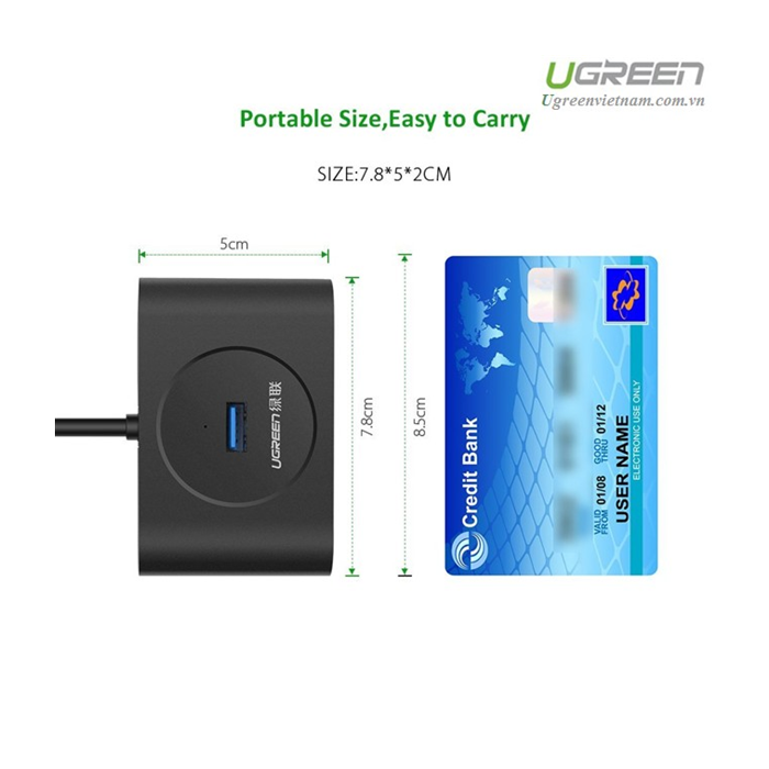Ugreen USB 3.0 4 Ports Hub black 1m - box
