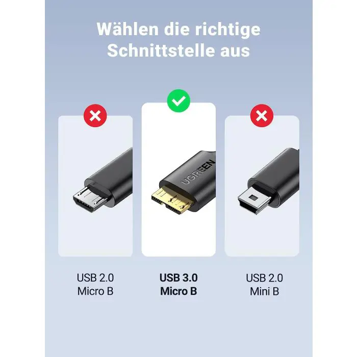 Ugreen USB 3.0 cable USB A to Micro B, 0.5 m.
