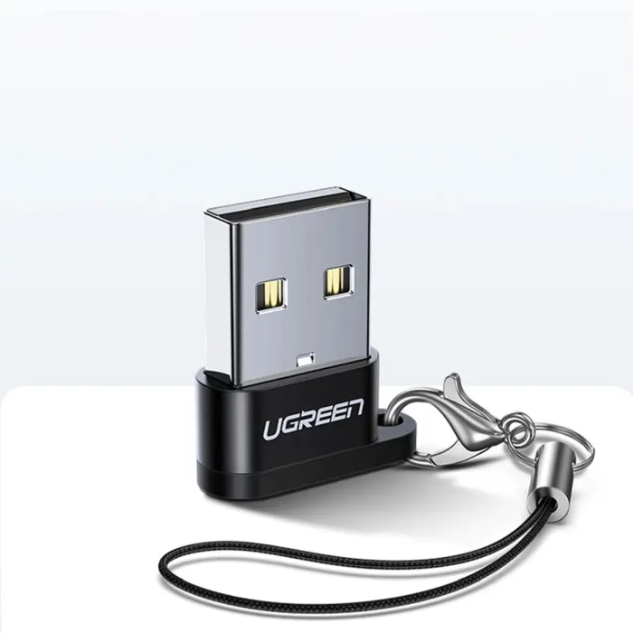 UGREEN, USB-C 3.1 (F) / USB-A 2.0 (M), crni