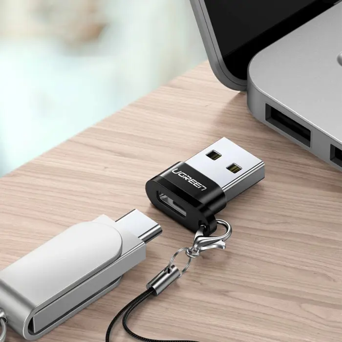 UGREEN, USB-C 3.1 (F) / USB-A 2.0 (M), crni