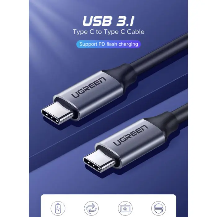 Ugreen USB-C 3.1 Gen1 3A 60W cable, 1.5m - polybag