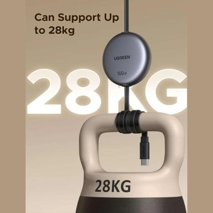Ugreen USB-C na USB-C izvlečni polnilni kabel 100W, 1M