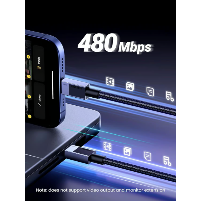 Ugreen USB-C on USB-C Cable 100W, 0.5m
