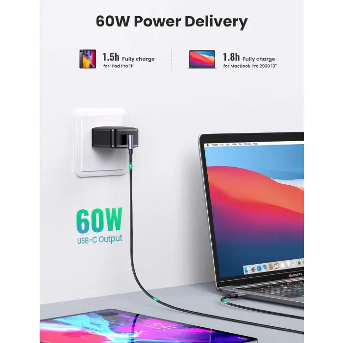 Ugreen USB-C to angled USB-C cable 60W 2M