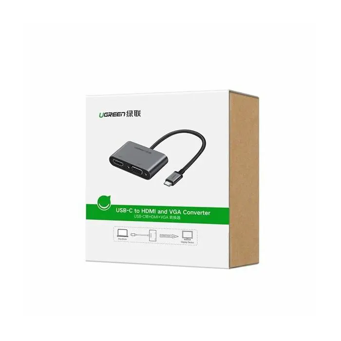 Ugreen USB-C to HDMI and VGA + PD adapter gray - box