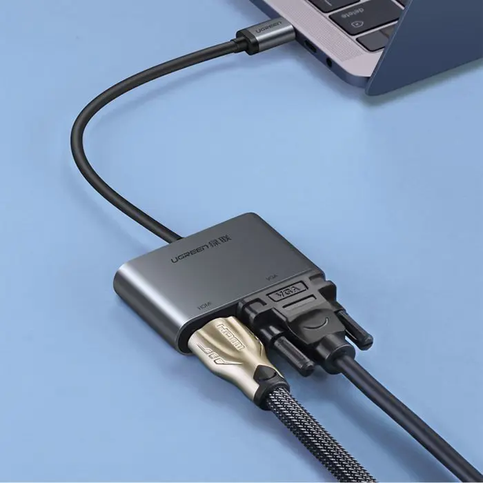 Ugreen USB-C to HDMI and VGA + PD adapter gray - box