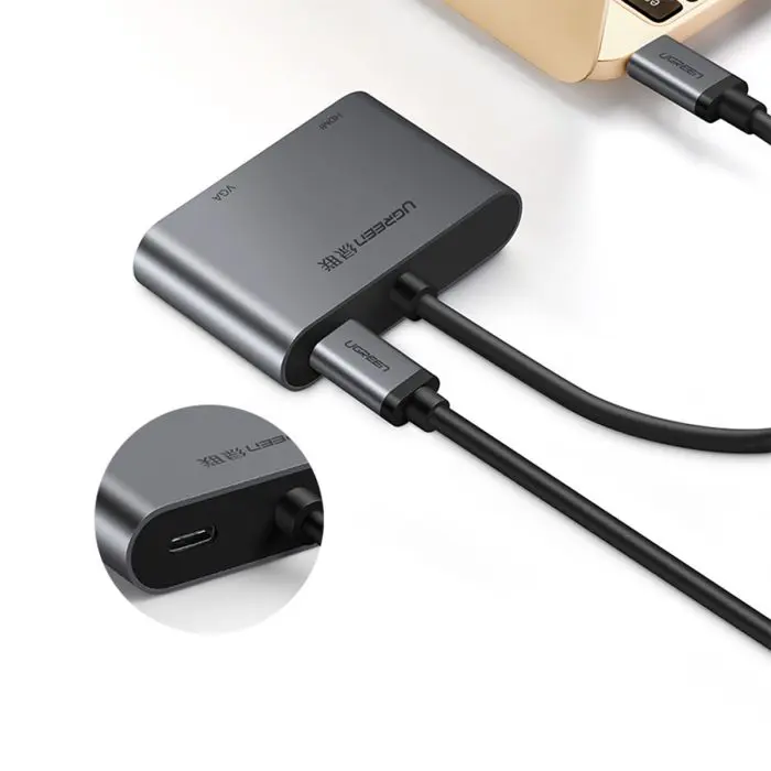 Ugreen USB-C to HDMI and VGA + PD adapter gray - box