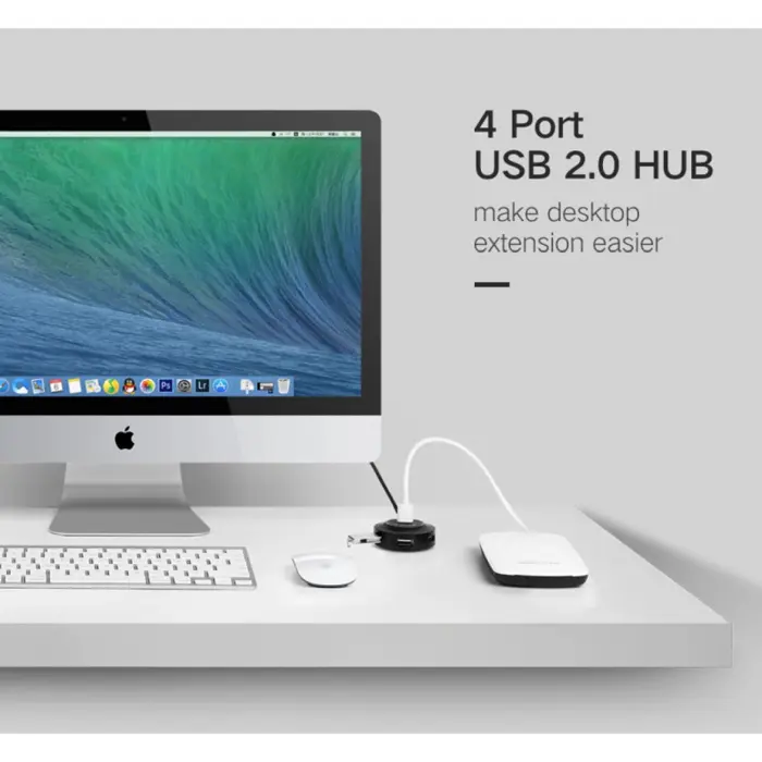 UGREEN USB Hub, USB 2.0 A, 4-portni, crni, 1m