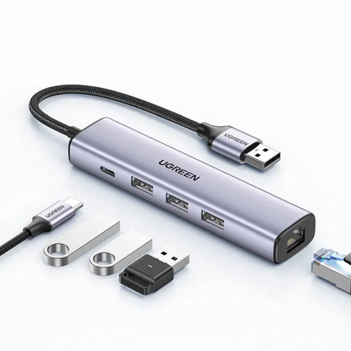 UGREEN USB HUB, USB 3.0 na Gigabit + 3xUSB 3.0 sa USB-C Power Port USB 3.0, 1000Mbps