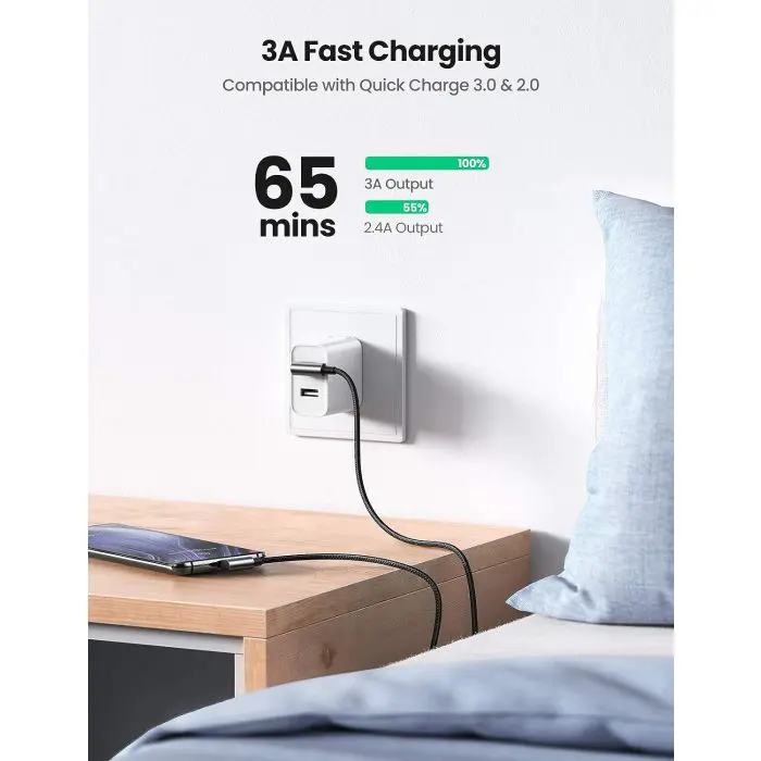 Ugreen USB to USB C 90 Degree Fast Charging Cable 2M
