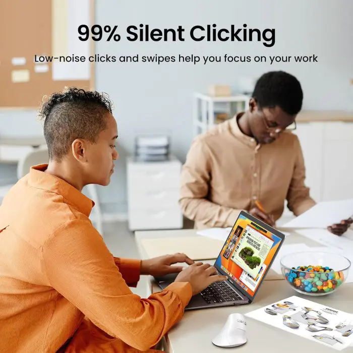 Ugreen wireless ergonomic vertical mouse with Bluetooth and Wi-Fi connection - white