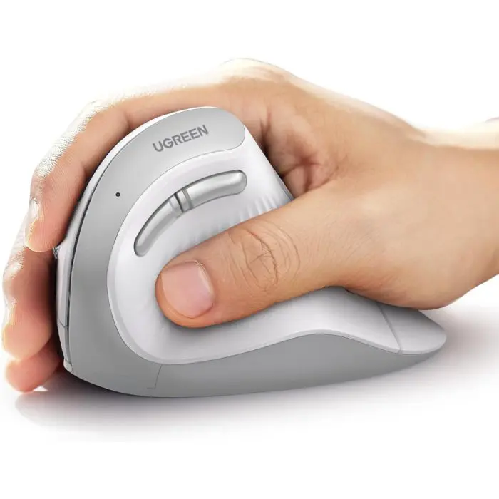 Ugreen wireless ergonomic vertical mouse with Bluetooth and Wi-Fi connection - white