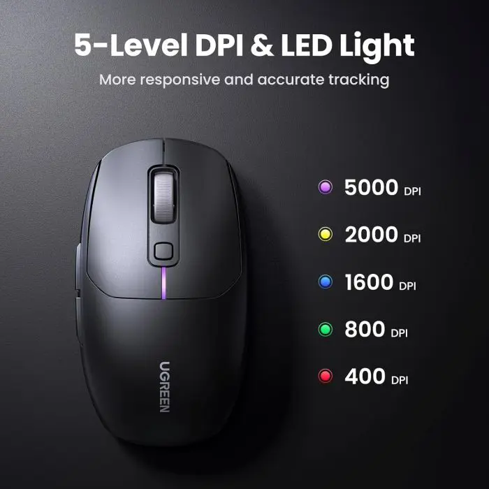 Ugreen Wireless Mouse 5000 DPI 2.4G+BT - Black