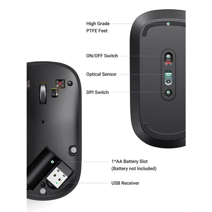Ugreen wireless silent, thin and light mouse 2.4GHz, 400DPI black - box
