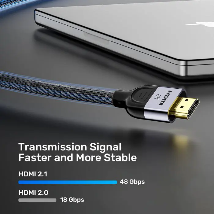 UNITEK HDMI CABLE 2.1 LUX BRAIDED NYLON, 1M