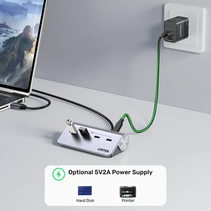 UNITEK HUB USB-C 2X USB-C 2X USB-A 5GBPS ALU