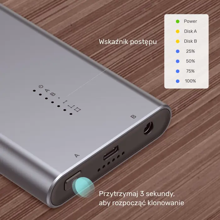 UNITEK S1206A SolidForce USB-C to PCIe/NVMe M.2 SSD 10Gbps Dual Bay Enclosure with Offline Clone