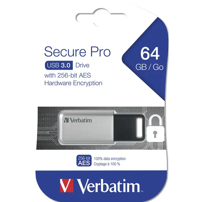 USB-Stick 64GB Verbatim 3.2 Drive Secure Data Pro (PC&MAC)