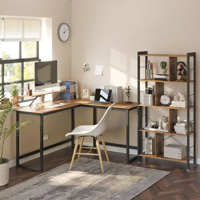 Vasagle Alinru Computer Table, L-shaped corner table with monitor