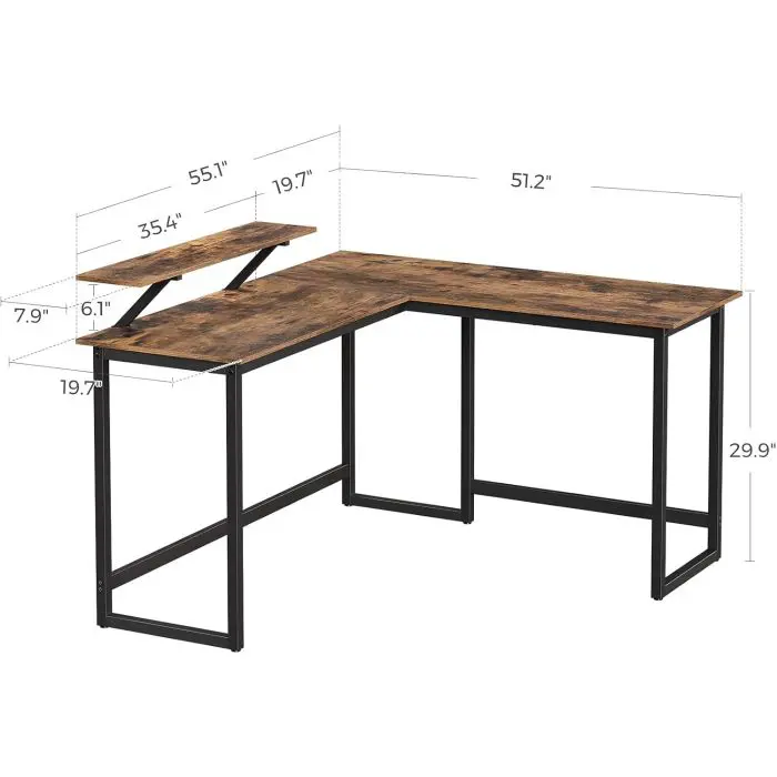 Vasagle Alinru Computer Table, L-shaped corner table with monitor