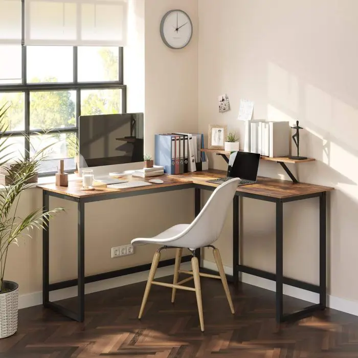 Vasagle Alinru Computer Table, L-shaped corner table with monitor