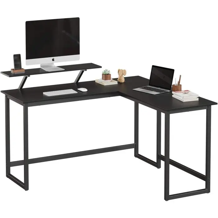 Vasagle L-shaped computer table with moving shelf