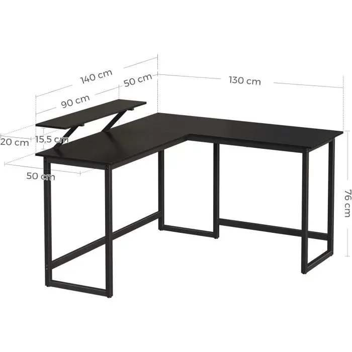 Vasagle L-shaped computer table with moving shelf