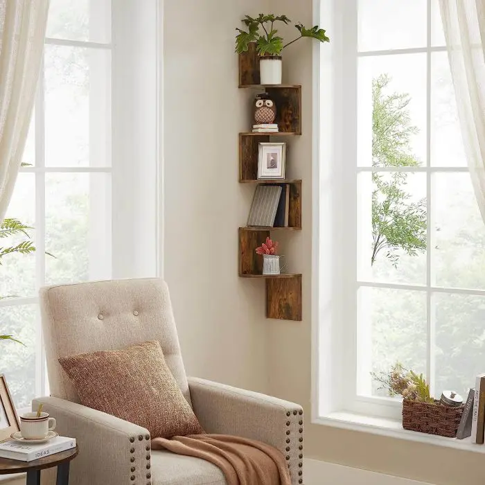 VASAGLE LBC20BX wall corner shelf, rustic brown