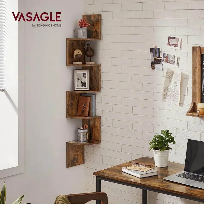 VASAGLE LBC20BX wall corner shelf, rustic brown