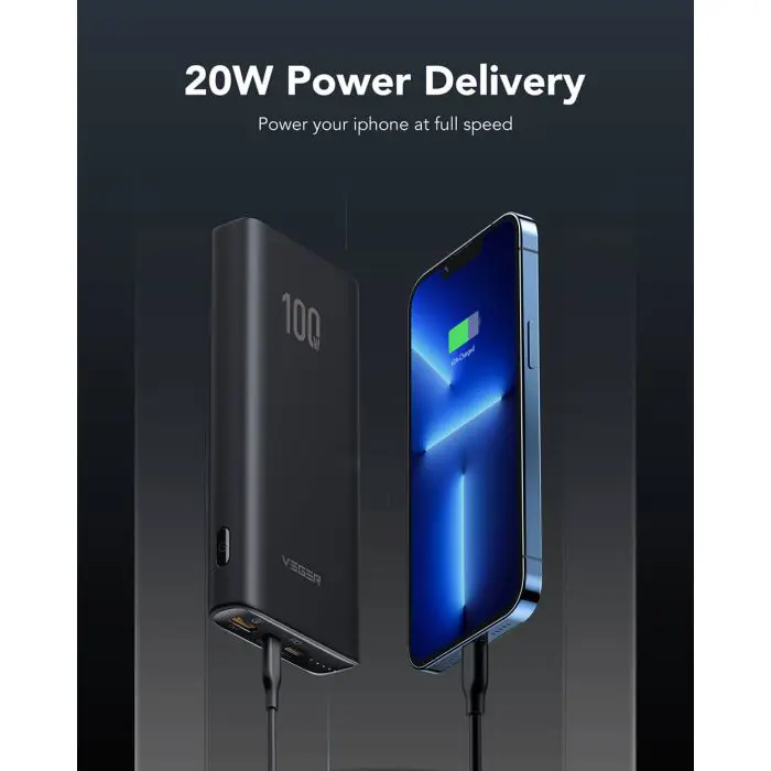 VEGER T100 PowerBank 20,000 mAh T100, black