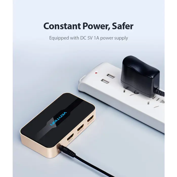 Vention 1 In 2 Out HDMI Splitter 4K@30Hz Gold Aluminum Alloy Type