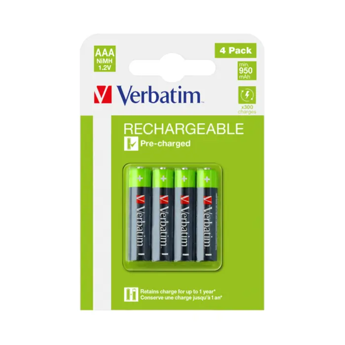 Verbatim AAA punjive baterije, 950mAh (4 komada)