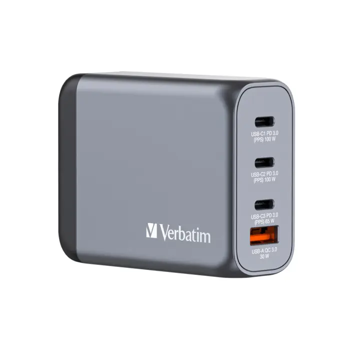 Verbatim GNC-100 GaN Charger 100W 3xUSB-C/1xUSB-A