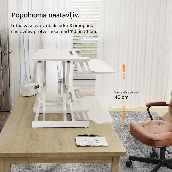 VonHaus Nastavek za stoječo pisalno mizo – bel