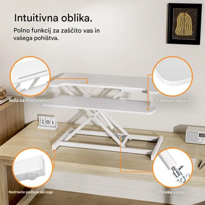 VonHaus Nastavek za stoječo pisalno mizo – bel