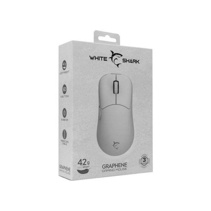 WHITE SHARK gaming miš GM-5014 GRAPHENE bijeli 12.400dpi