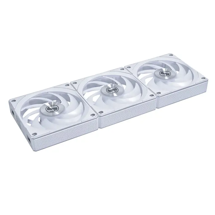 White wireless Lian Li UNI FAN 3-pack fan, 120mm