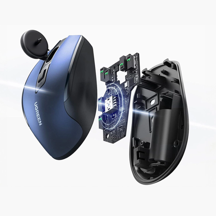 Wireless mouse UGREEN Bluetooth 5.0 and 2.4 Ghz with USB receiver - blue