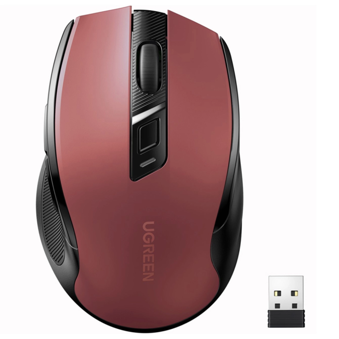 Wireless mouse UGREEN Bluetooth 5.0 and 2.4 Ghz with USB receiver - red