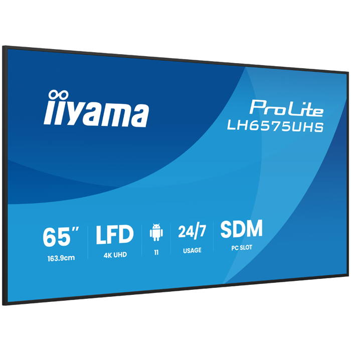 yama ProLite LH6575UHS-B2AG 65" Diagonal Class (64.5" viewable) LED-backlit LCD display digital signage built-in media player SDM Slot PC 4K UHD (2160p) 3840 x 2160 black matte