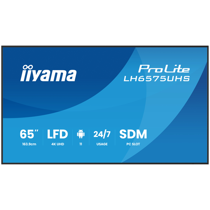 yama ProLite LH6575UHS-B2AG 65" Diagonal Class (64.5" viewable) LED-backlit LCD display digital signage built-in media player SDM Slot PC 4K UHD (2160p) 3840 x 2160 black matte