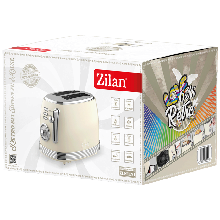 Zilan Toster, 2 otvora za kruh, 6 nivoa grijanja, 850W, Retro - ZLN1191