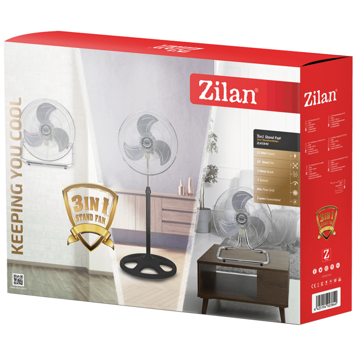 Floria Ventilator, 3u1, stalak / stolni / podni, 55W - ZLN3840
