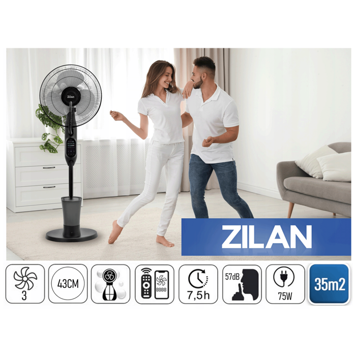 Zilan Ventilator sa raspršivačem vode, daljinski upravljač, 75 W - ZLN0977